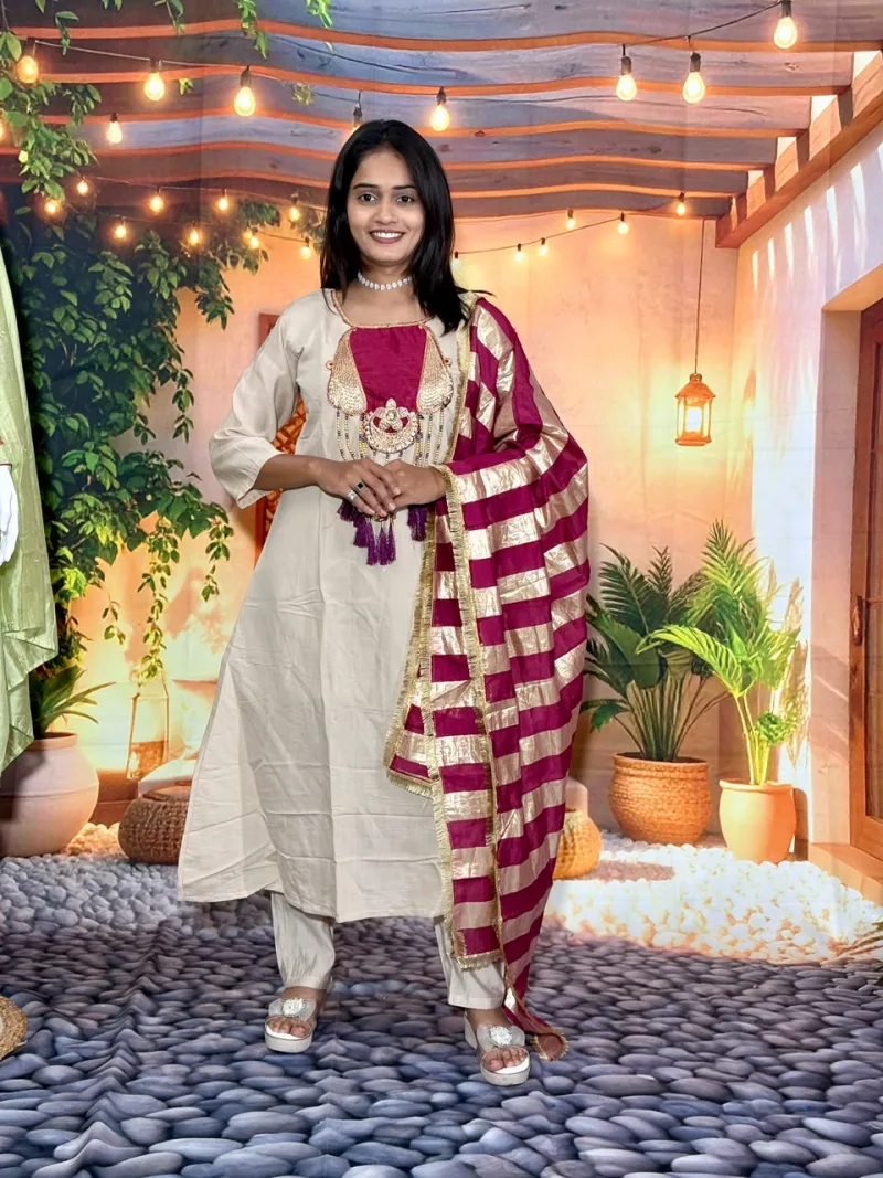 KF 314 Kalaai Roman Silk Embroidery Kurti With Bottom Dupatta 